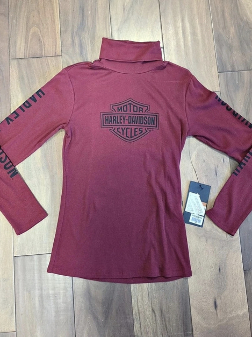 Harley-Davidson Women's Bar & Shield Logo Rib Turtleneck - Cabernet- Size Large